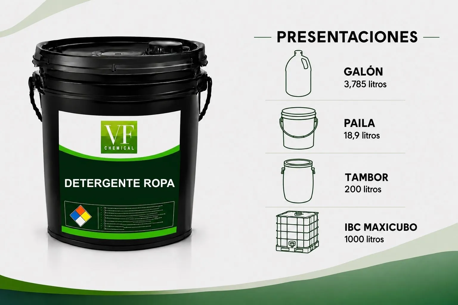 Envase de DETERGENTE ROPA, detergente de VF Chemical